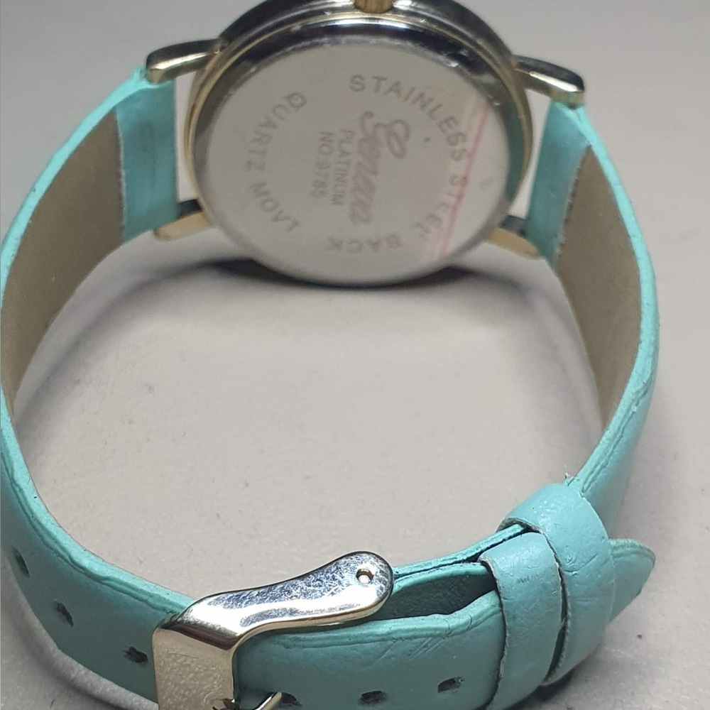 🦋10/$20🦋 Geneva Platinum Goldtone/Turquoise Anchor Print Women's Watch - Picture 3 of 4